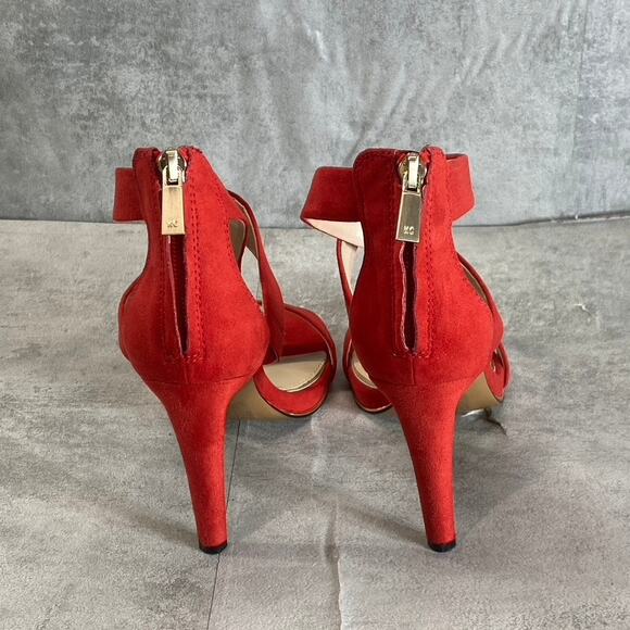 KENNETH COLE NEWYORK Women's Red Brooke Cross Heeled Round-Toe Dress Sandals - Picture 5 of 9